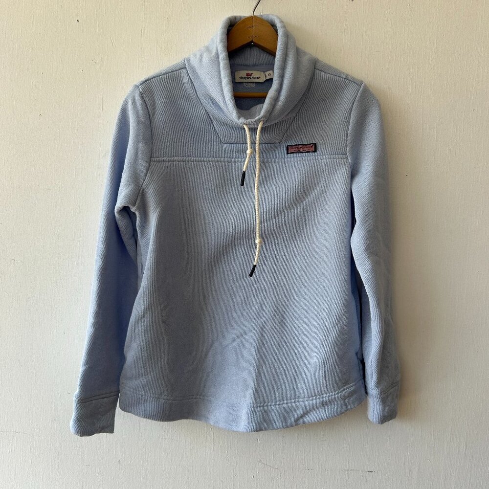 Vineyard Vines Pullover Womens XS Blue Mock Neck Pockets Preppy Coastal Southern